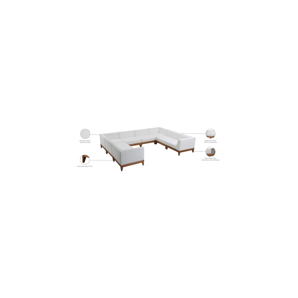 Rio Off White Water Resistant Fabric Outdoor Patio Modular Sectional. Picture 3
