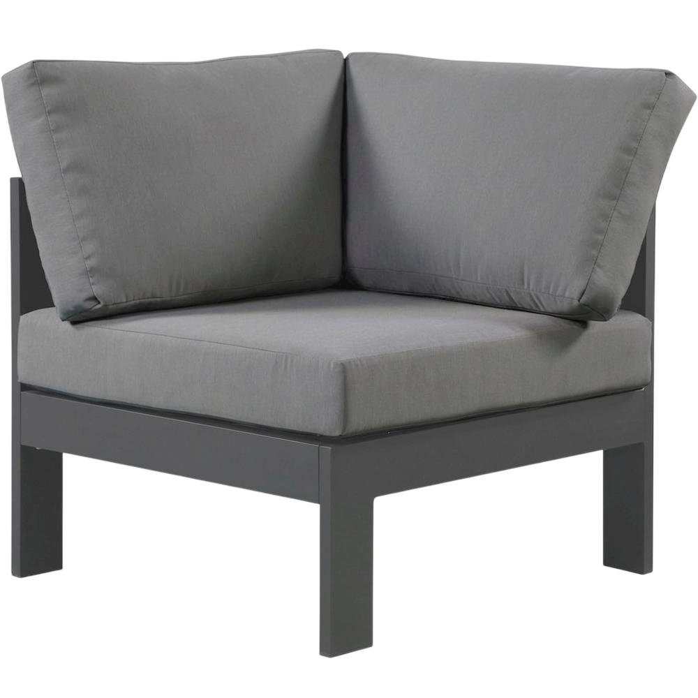 Gray Fabric Outdoor Corner Chair With Aluminum Frame And Contemporary Style. Picture 4