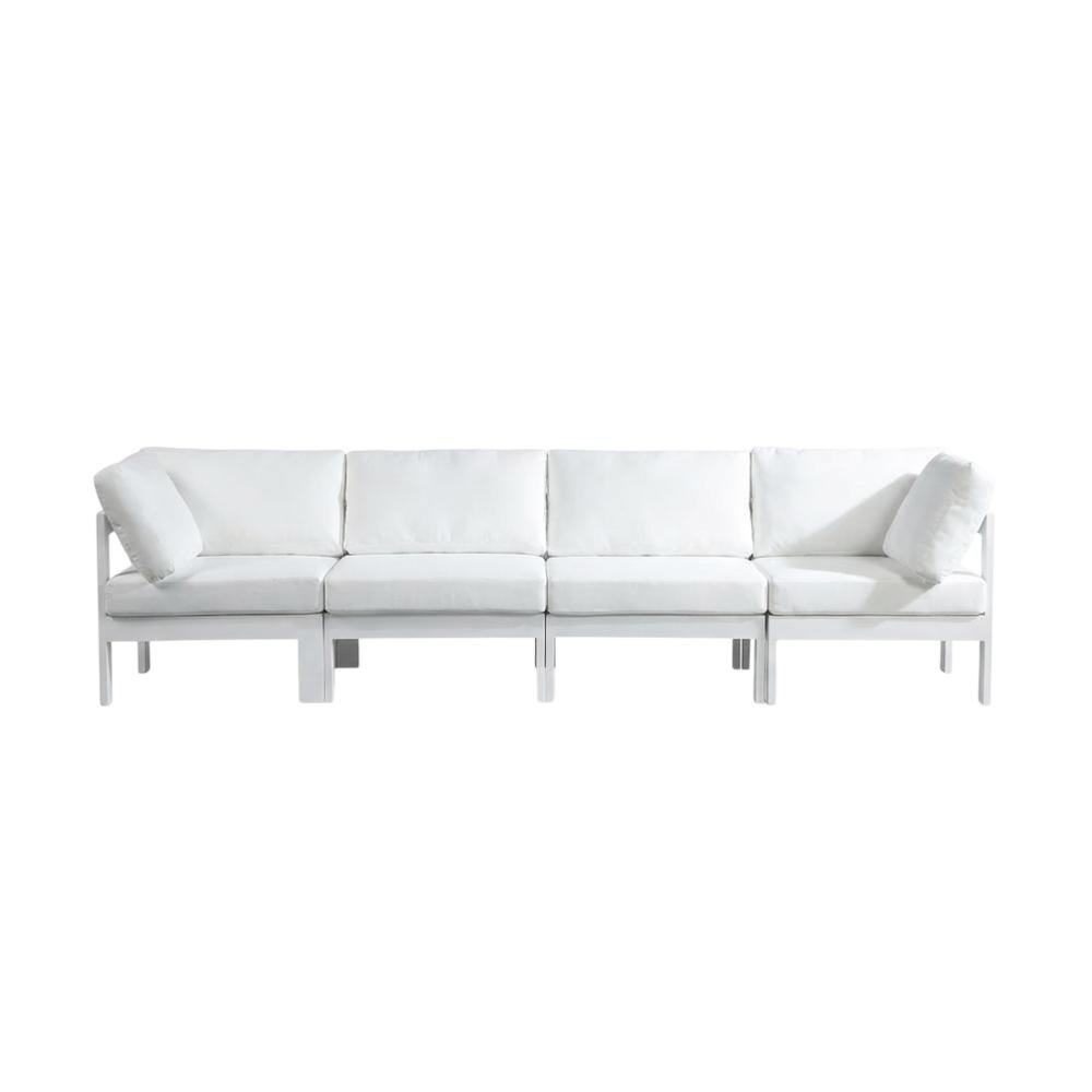 White Fabric Outdoor Patio Modular Sofa With Contemporary Design For Garden Use. Picture 4