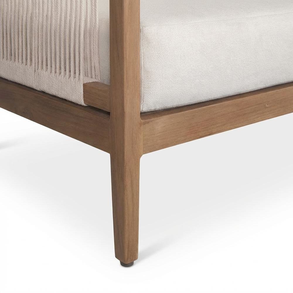 Cream Fabric Outdoor Patio Loveseat With Aluminum Frame And Cushions. Picture 6