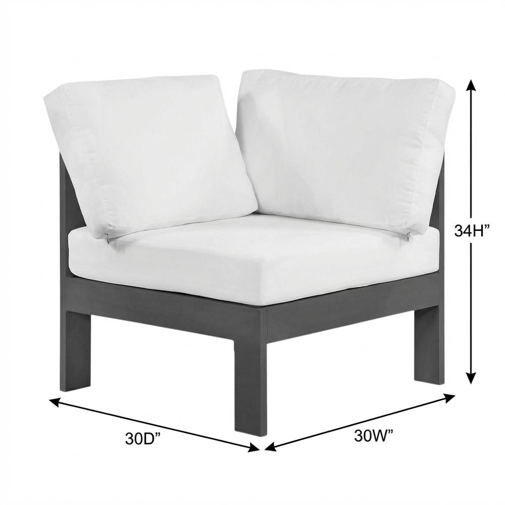 White Fabric Outdoor Patio Aluminum Corner Chair With Contemporary Design. Picture 7