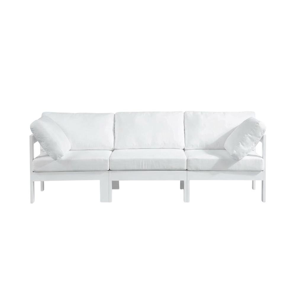 White Fabric Outdoor Modular Sofa With Contemporary Style And Cushioned Seating. Picture 4
