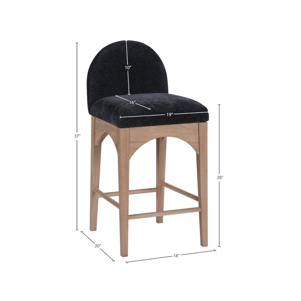 Waldorf Black Chenille Fabric Stool. Picture 6