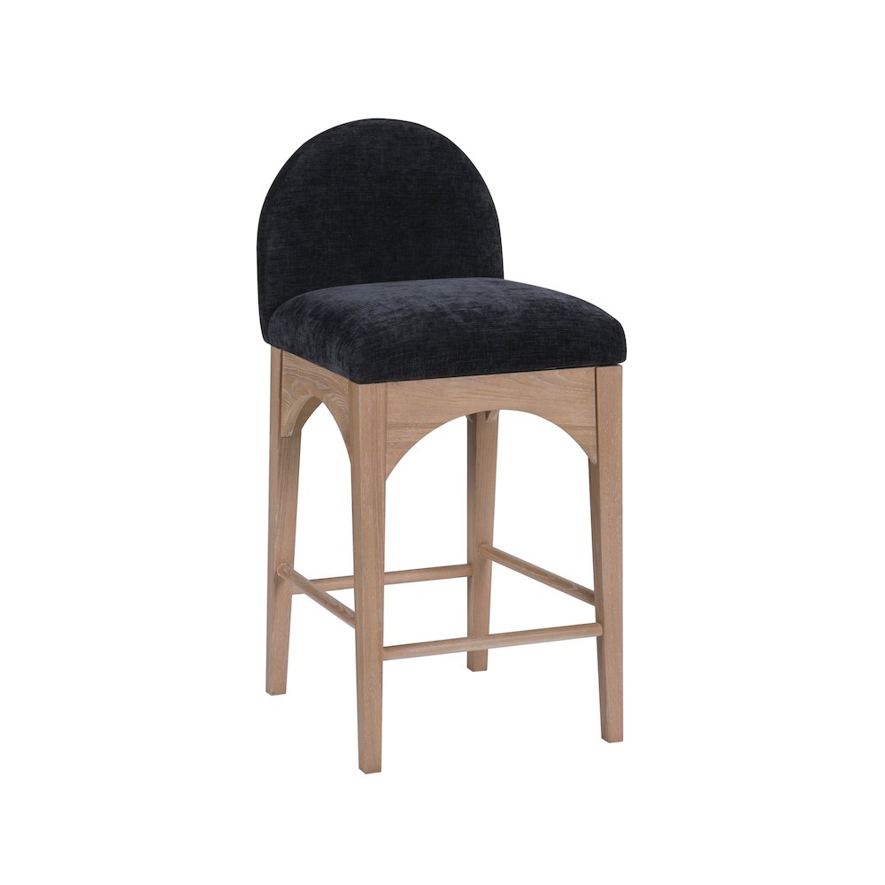 Waldorf Black Chenille Fabric Stool. Picture 1