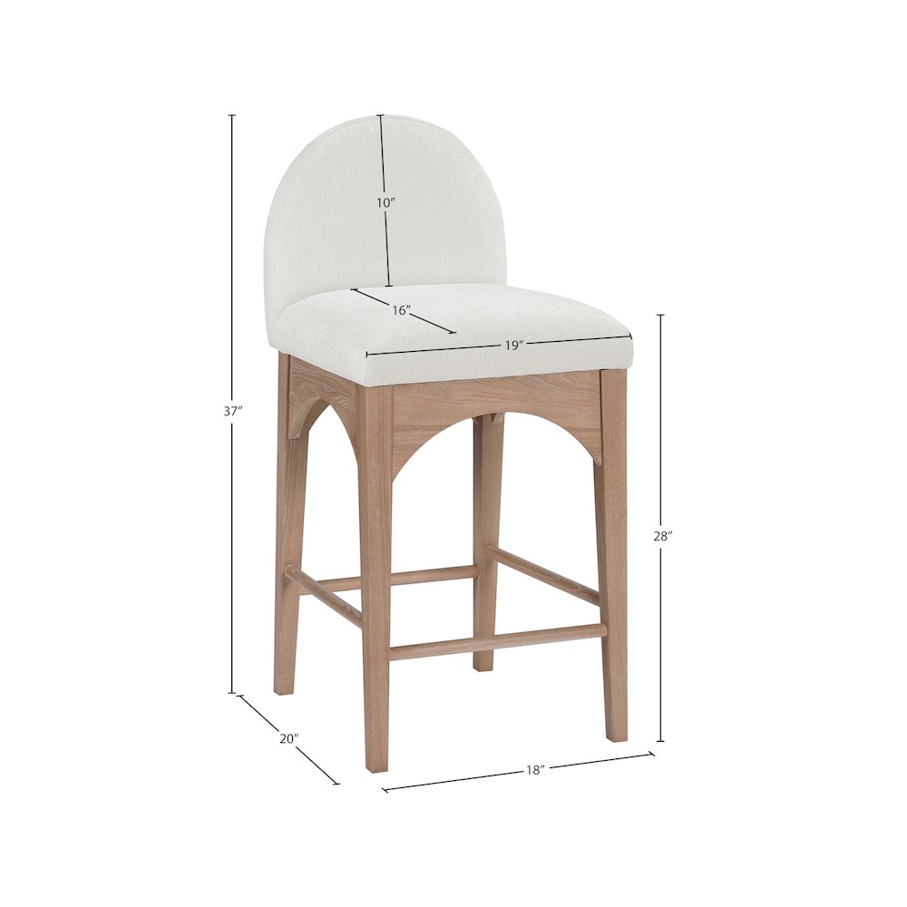 Waldorf Cream Chenille Fabric Stool. Picture 6