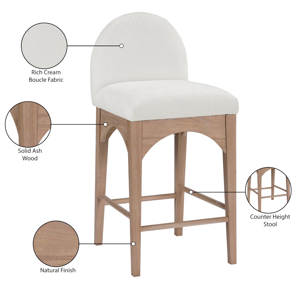 Waldorf Cream Chenille Fabric Stool. Picture 7