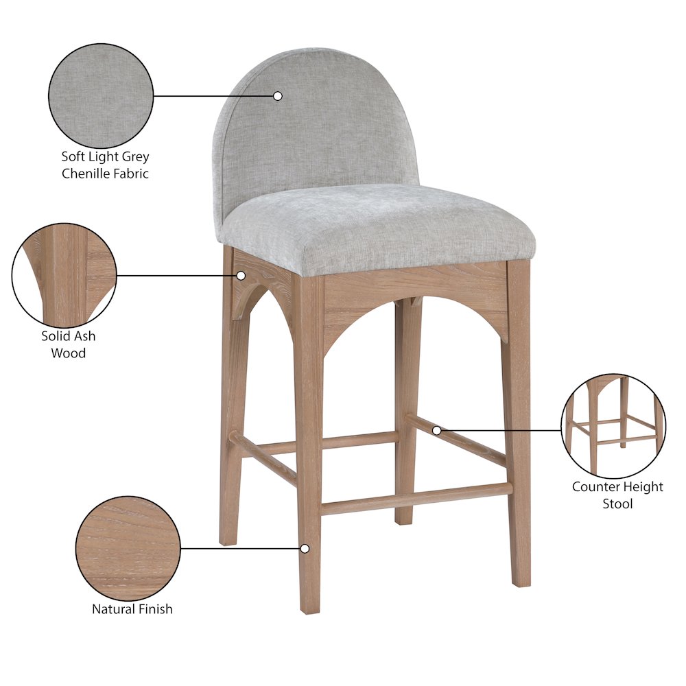 Waldorf Grey Chenille Fabric Stool. Picture 7