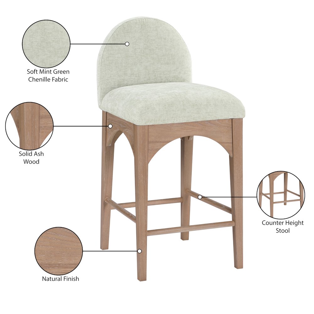 Waldorf Mint Chenille Fabric Stool. Picture 7