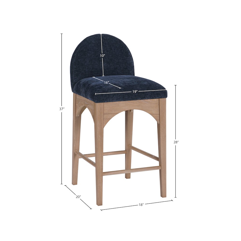 Waldorf Navy Chenille Fabric Stool. Picture 6