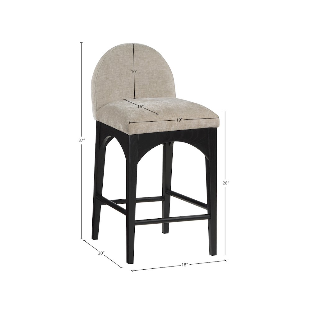 Waldorf Beige Chenille Fabric Stool. Picture 6