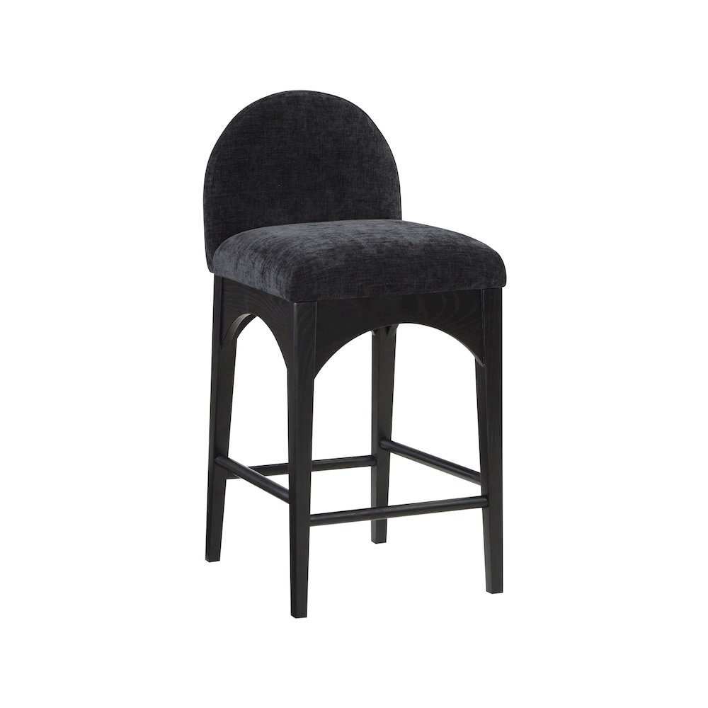 Waldorf Black Chenille Fabric Stool. Picture 1