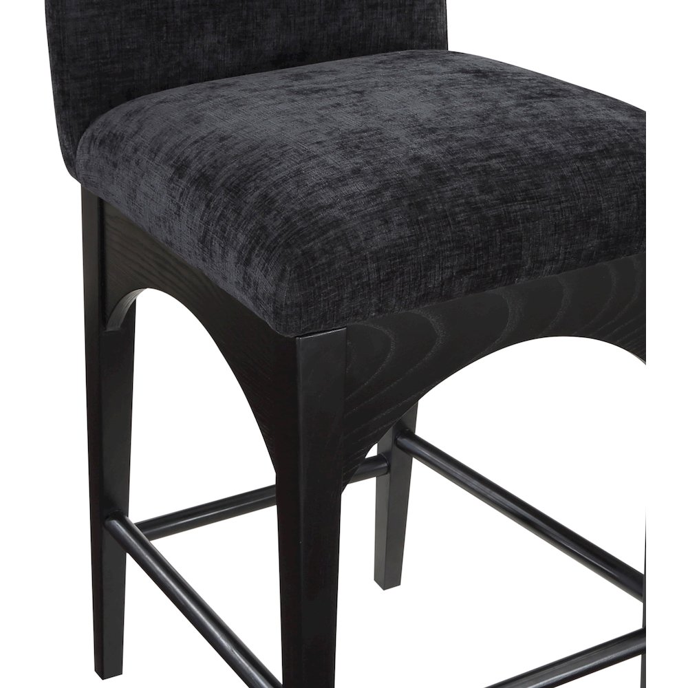 Waldorf Black Chenille Fabric Stool. Picture 5