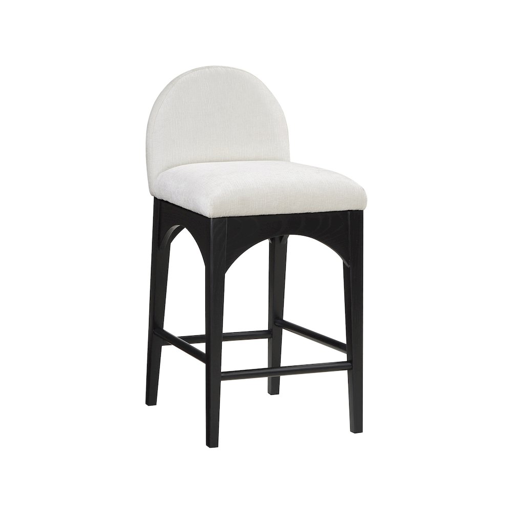 Waldorf Cream Chenille Fabric Stool. Picture 1