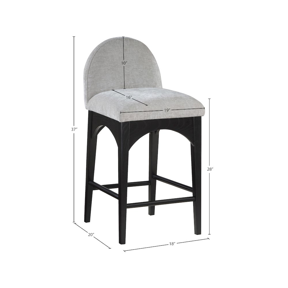 Waldorf Grey Chenille Fabric Stool. Picture 7