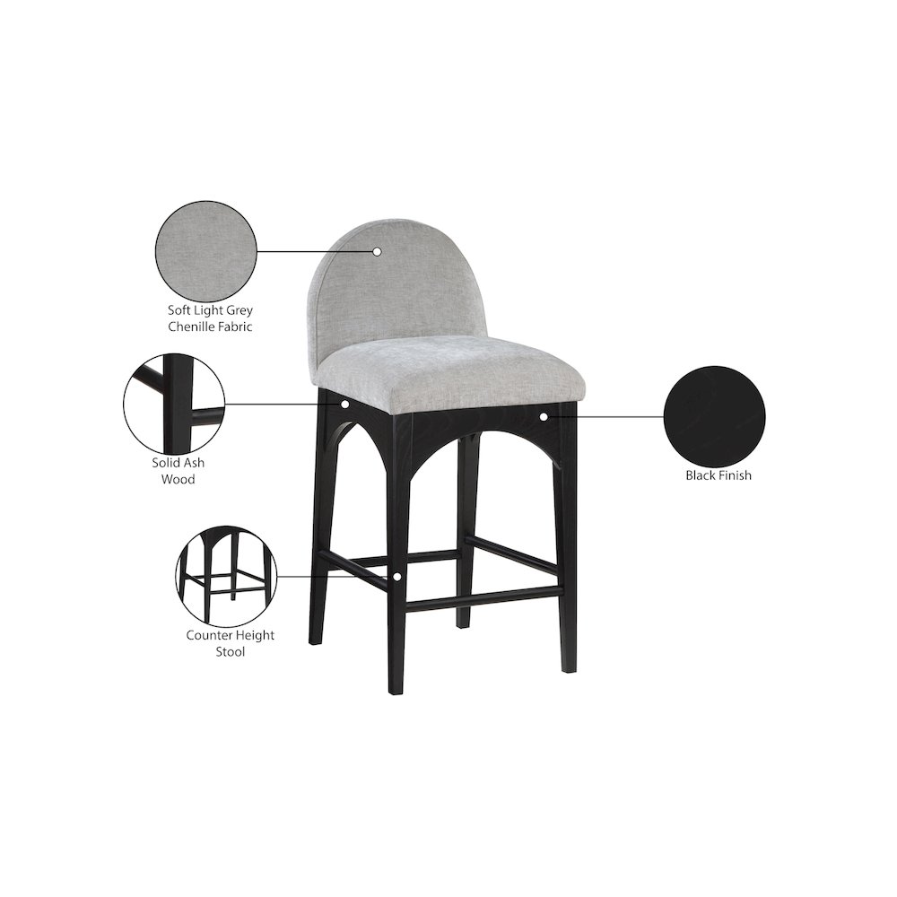 Waldorf Grey Chenille Fabric Stool. Picture 8