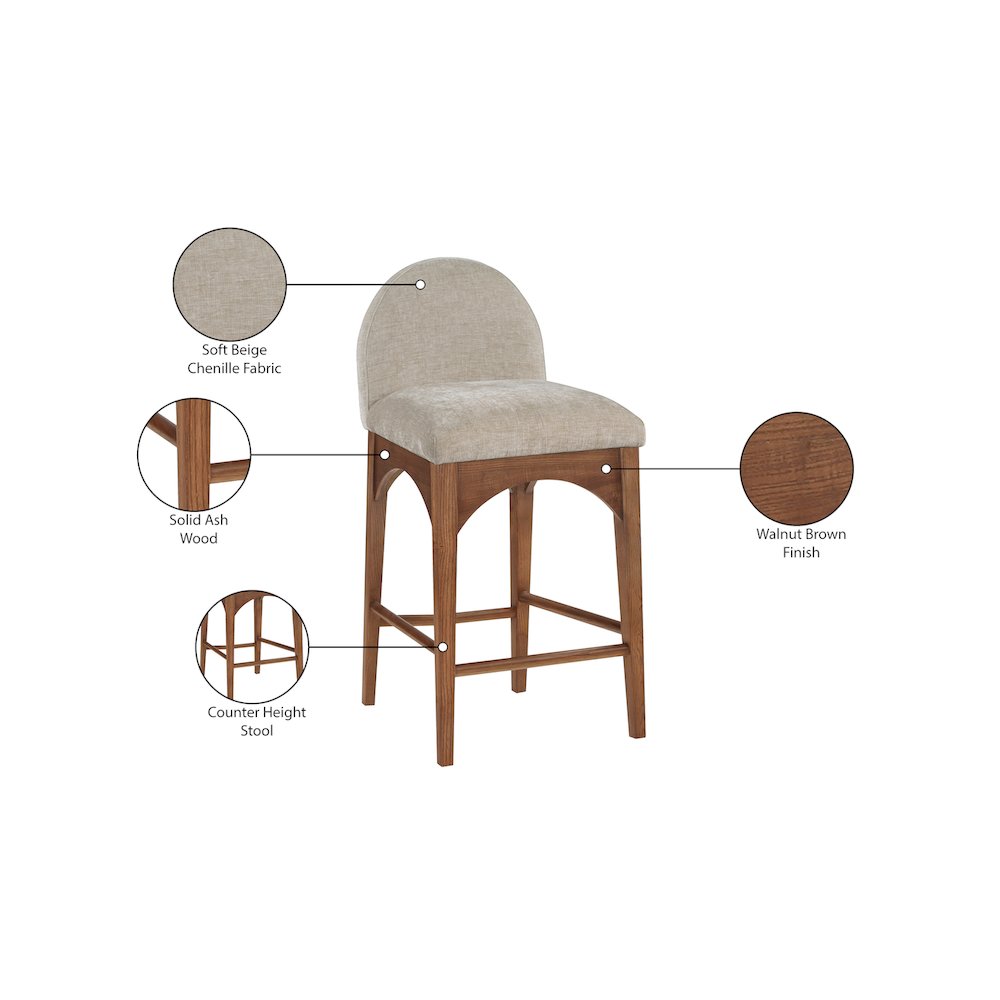 Waldorf Beige Chenille Fabric Stool. Picture 8
