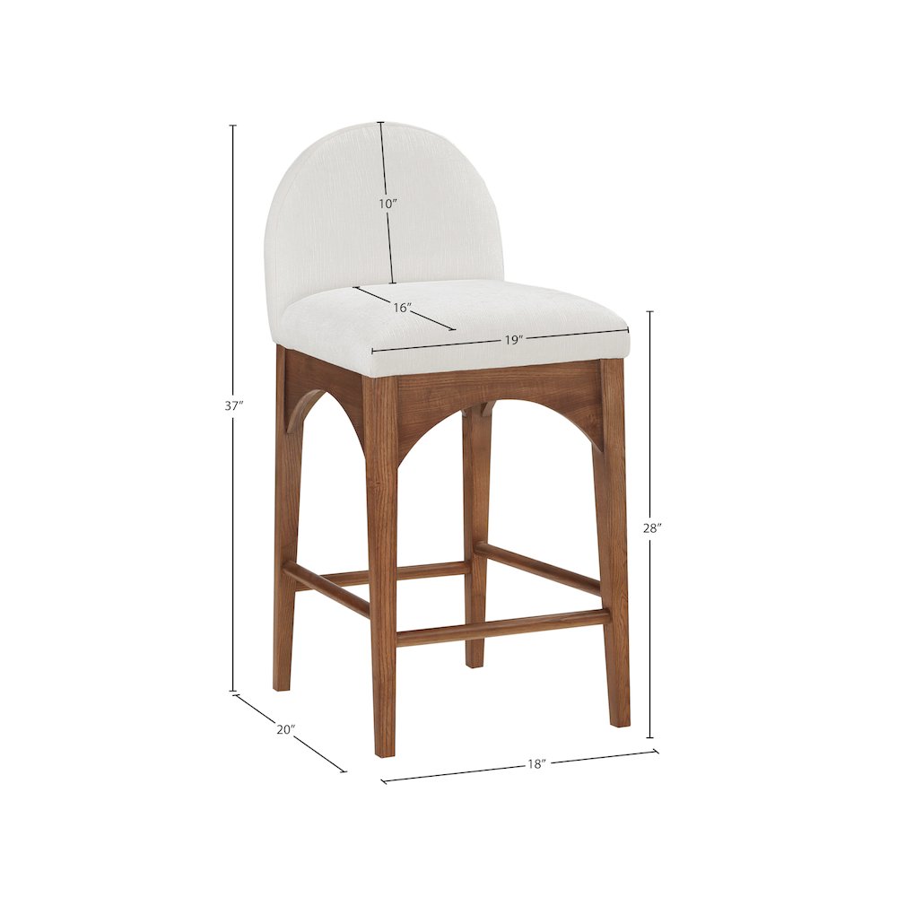 Waldorf Cream Chenille Fabric Stool. Picture 6