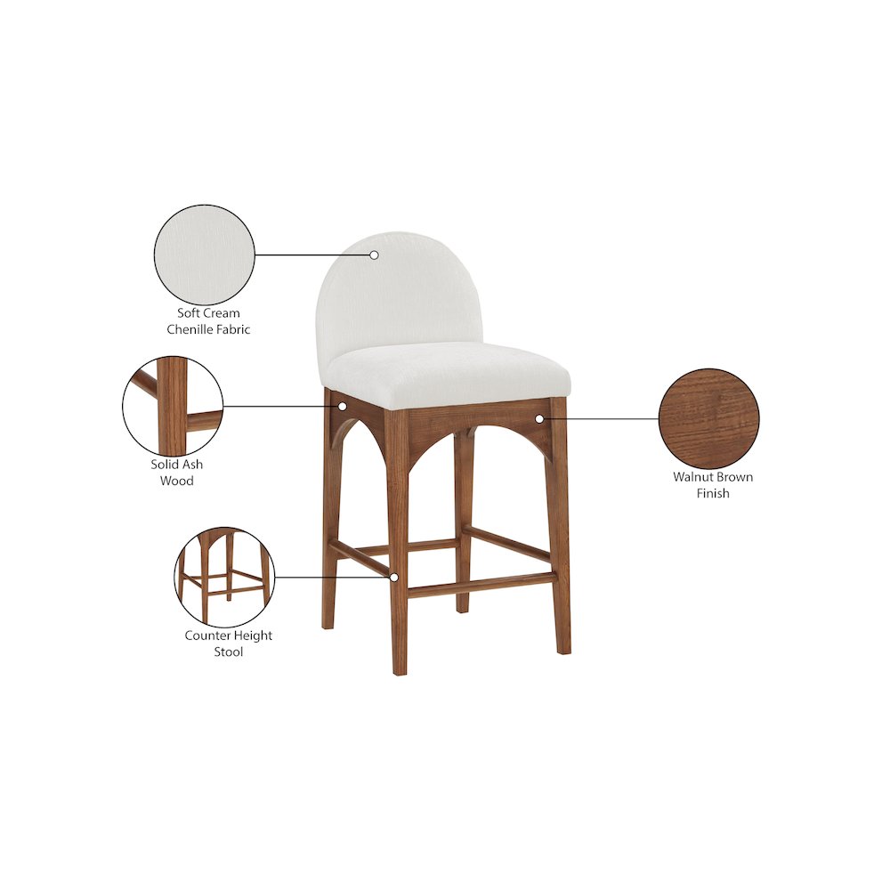 Waldorf Cream Chenille Fabric Stool. Picture 7