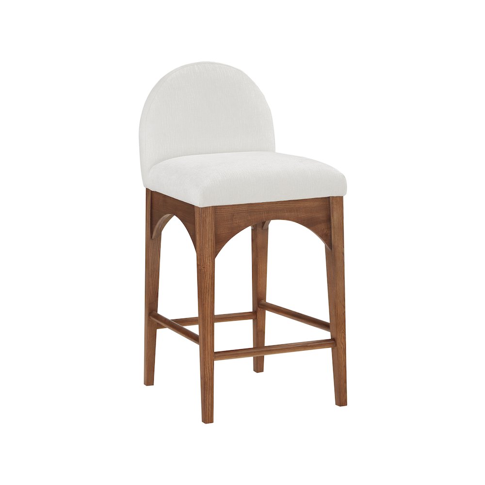 Waldorf Cream Chenille Fabric Stool. Picture 1