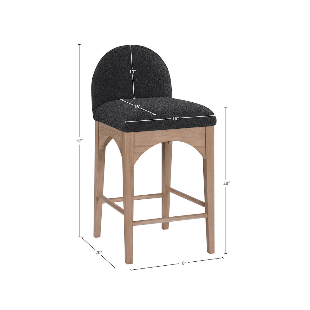 Waldorf Black Boucle Fabric Stool. Picture 7