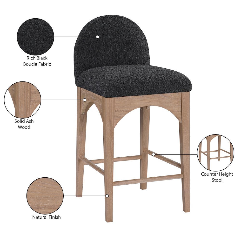 Waldorf Black Boucle Fabric Stool. Picture 8