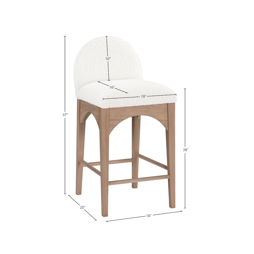Waldorf Cream Boucle Fabric Stool. Picture 7