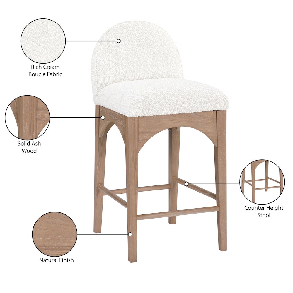 Waldorf Cream Boucle Fabric Stool. Picture 8