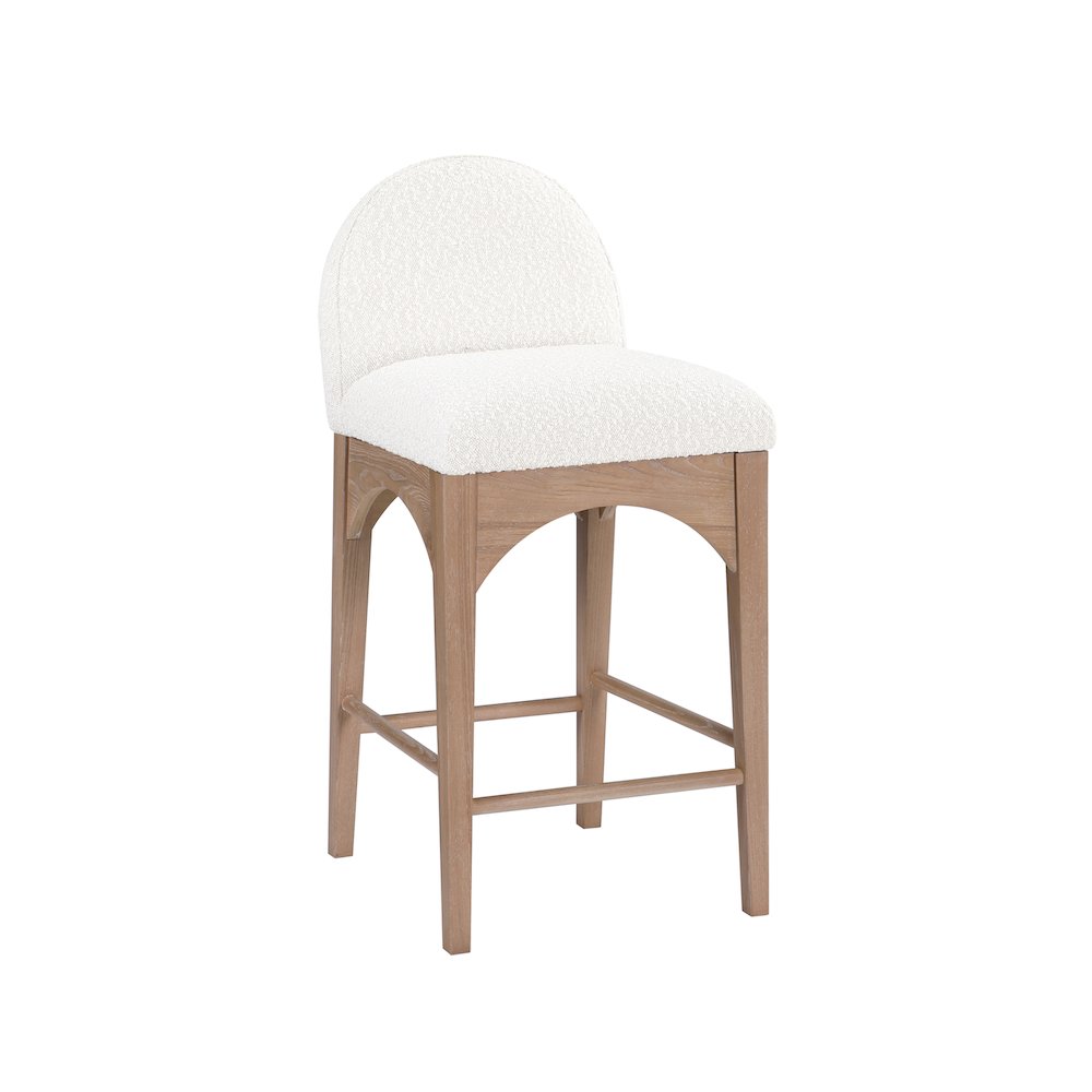 Waldorf Cream Boucle Fabric Stool. Picture 1