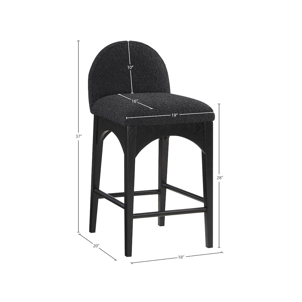 Waldorf Black Boucle Fabric Stool. Picture 7
