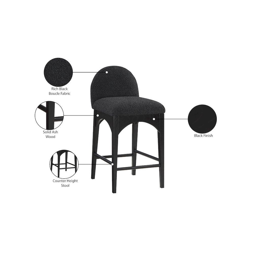 Waldorf Black Boucle Fabric Stool. Picture 8