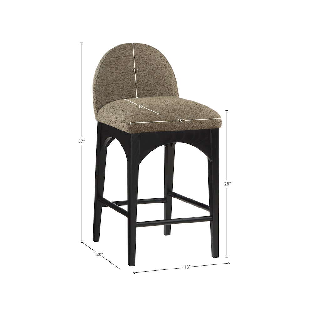 Waldorf Olive Boucle Fabric Stool. Picture 7