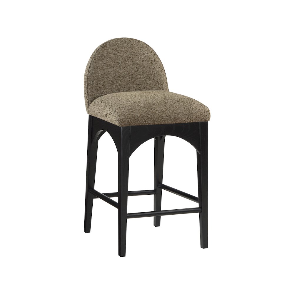 Waldorf Olive Boucle Fabric Stool. Picture 1