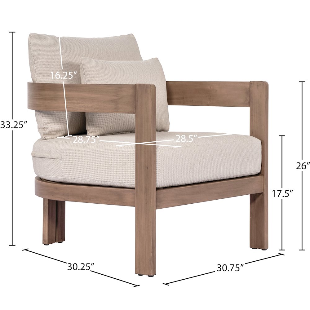 Newport Beige Water Resistant Fabric Upholstered Outdoor Patio Chair. Picture 6