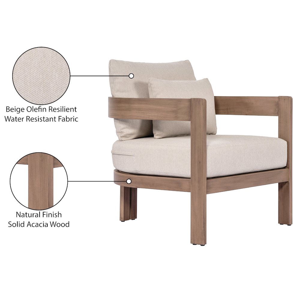 Newport Beige Water Resistant Fabric Upholstered Outdoor Patio Chair. Picture 9