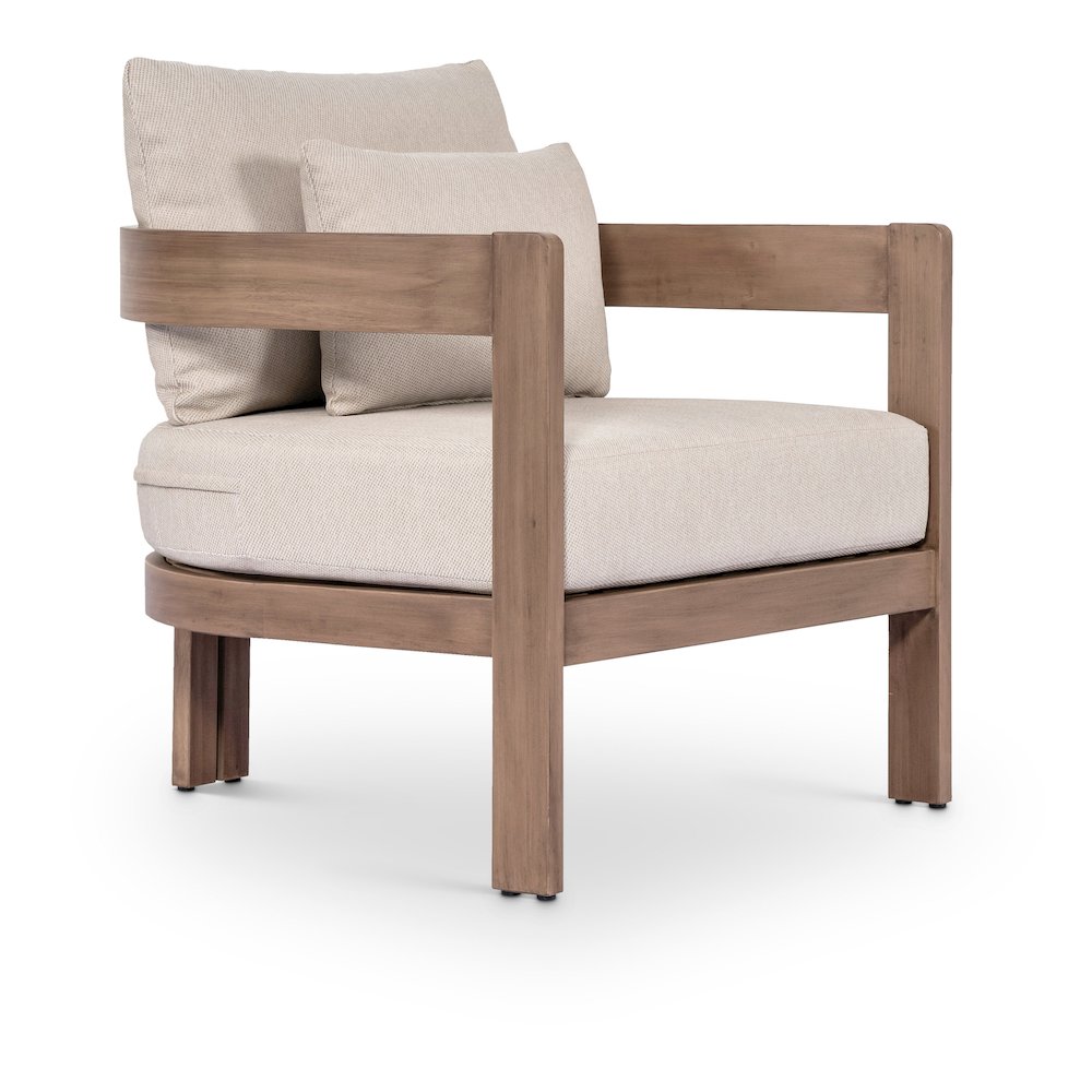 Newport Beige Water Resistant Fabric Upholstered Outdoor Patio Chair. Picture 1