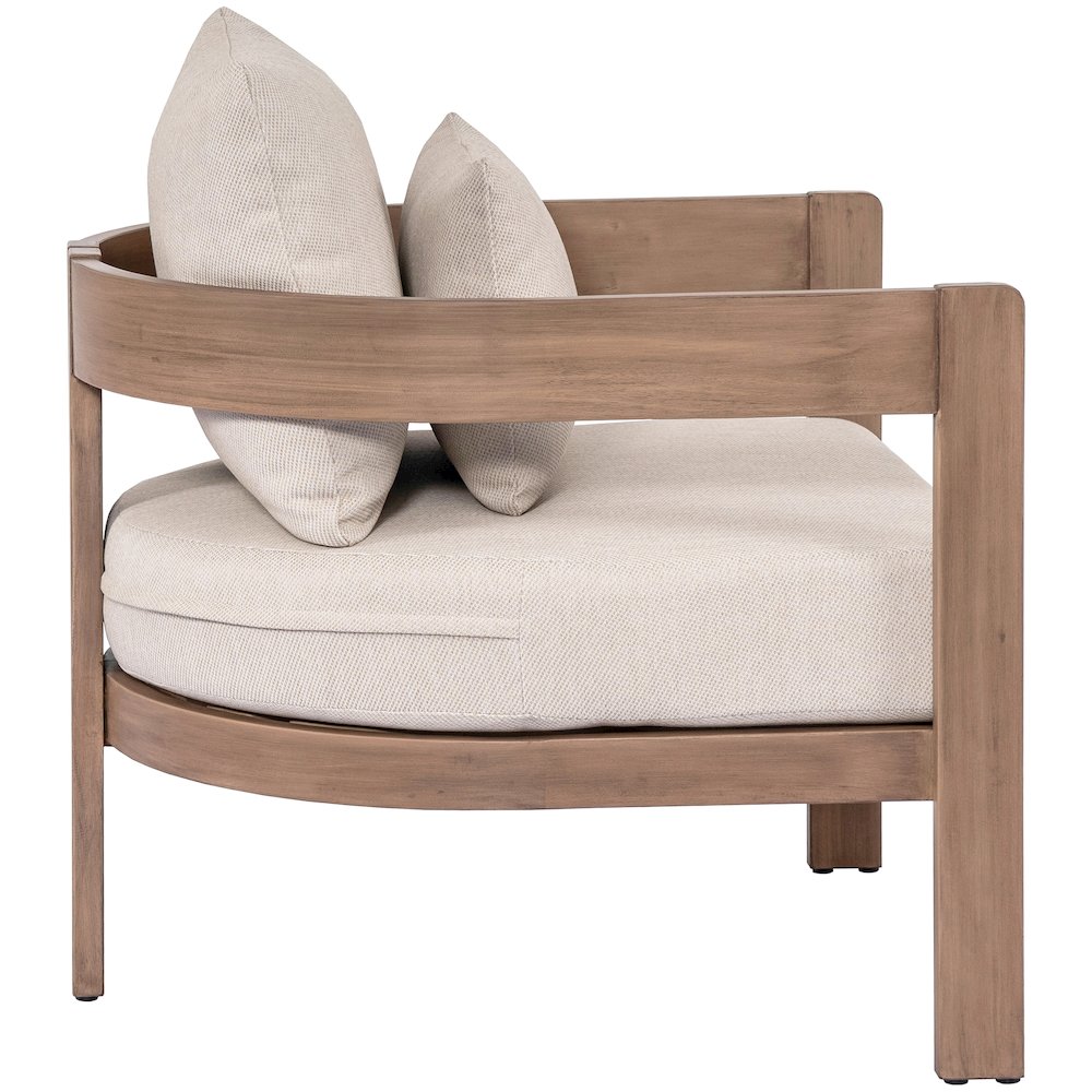 Newport Beige Water Resistant Fabric Upholstered Outdoor Patio Chair. Picture 8