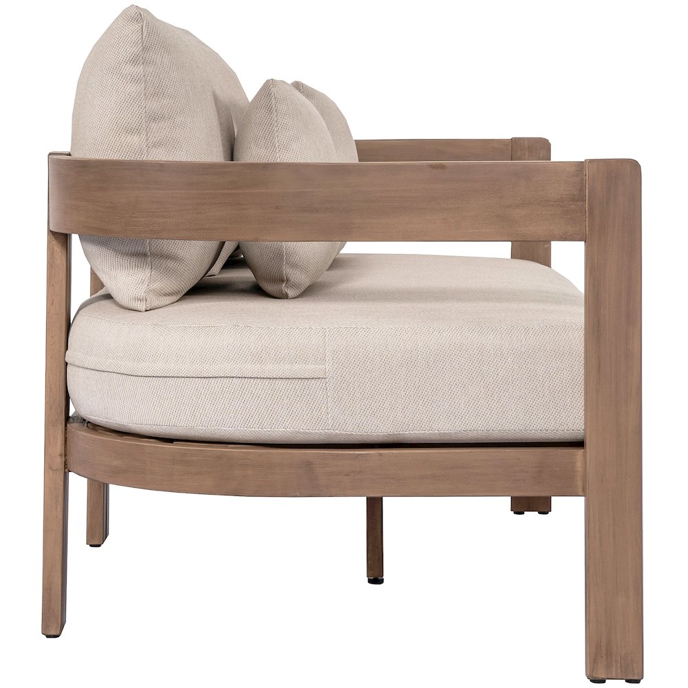 Newport 65" Beige Water Resistant Fabric Upholstered Outdoor Patio Loveseat. Picture 8