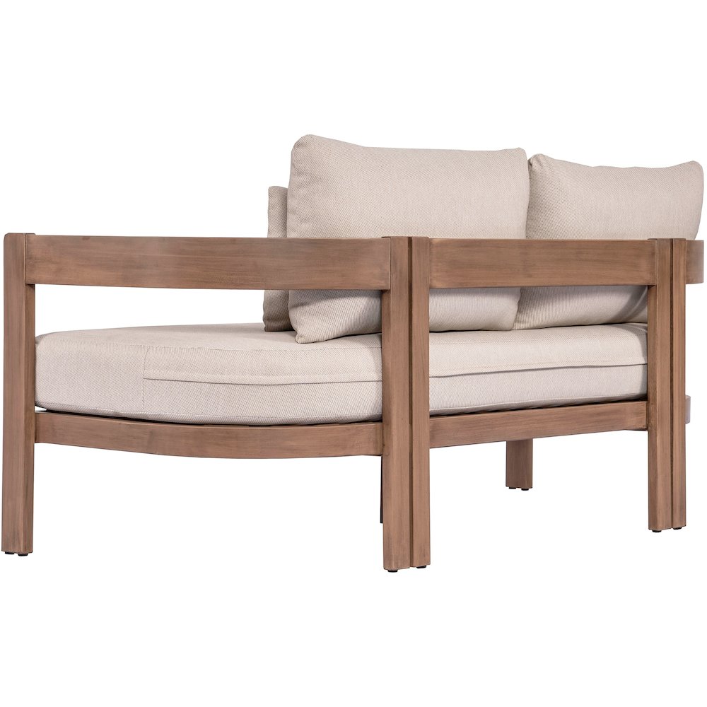 Newport 65" Beige Water Resistant Fabric Upholstered Outdoor Patio Loveseat. Picture 4