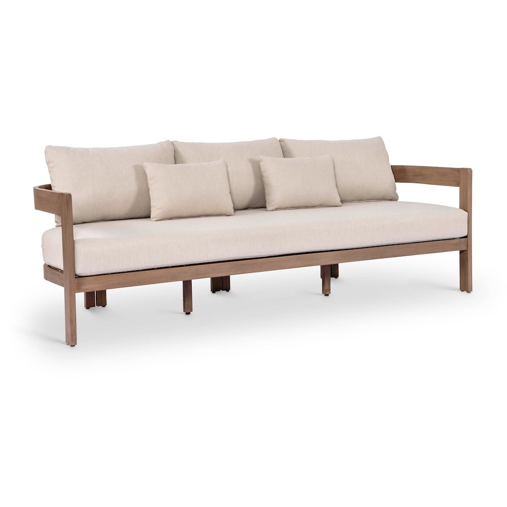 Newport 86.75" Beige Water Resistant Fabric Upholstered Outdoor Patio Sofa. Picture 1