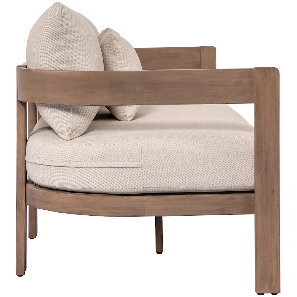 Newport 86.75" Beige Water Resistant Fabric Upholstered Outdoor Patio Sofa. Picture 8