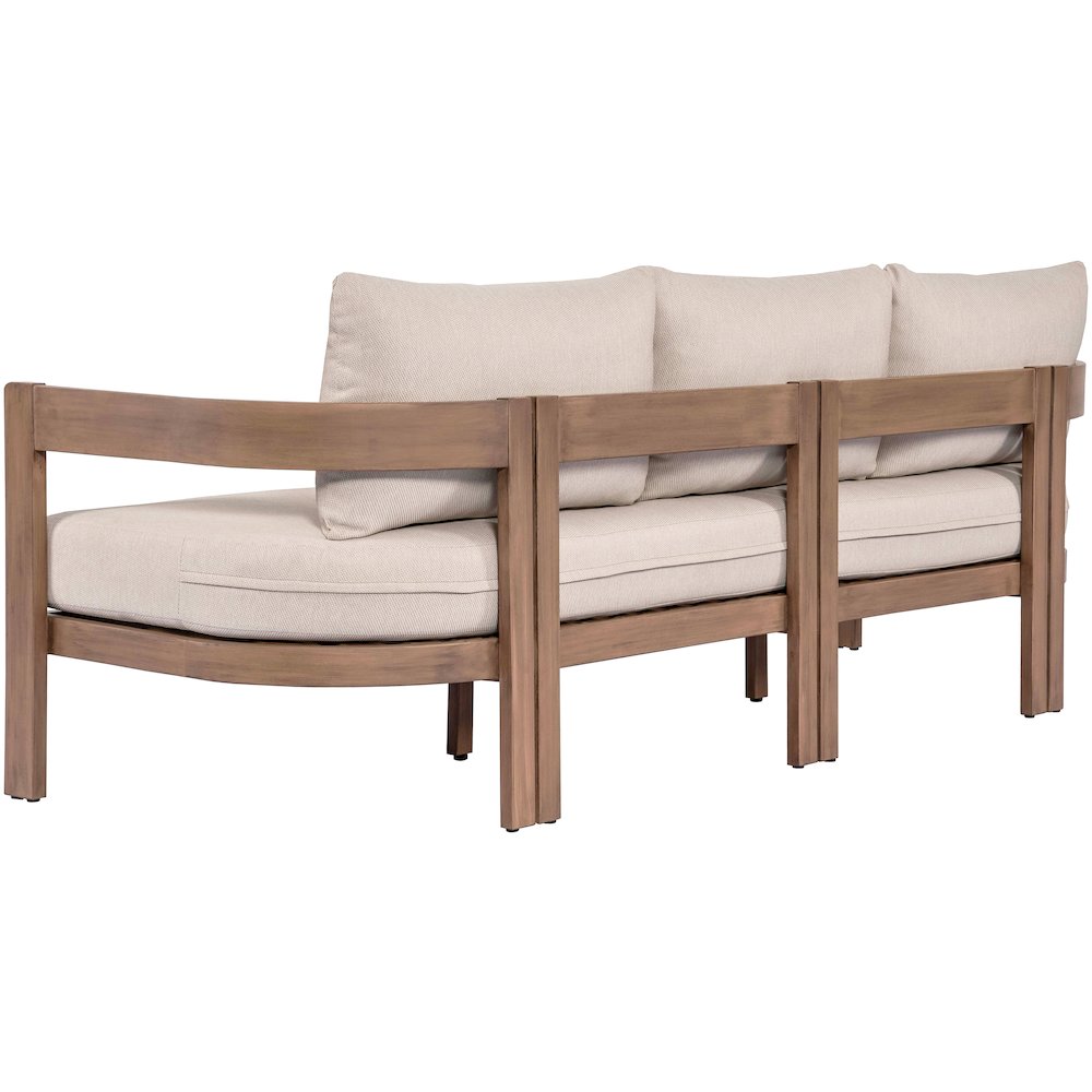 Newport 86.75" Beige Water Resistant Fabric Upholstered Outdoor Patio Sofa. Picture 4