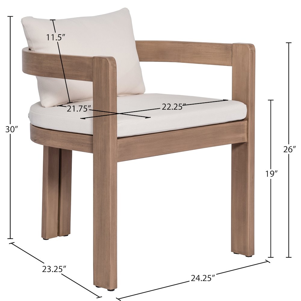 Newport Cream Water Resistant Fabric Upholstered Outdoor Patio Dining Chair. Picture 10