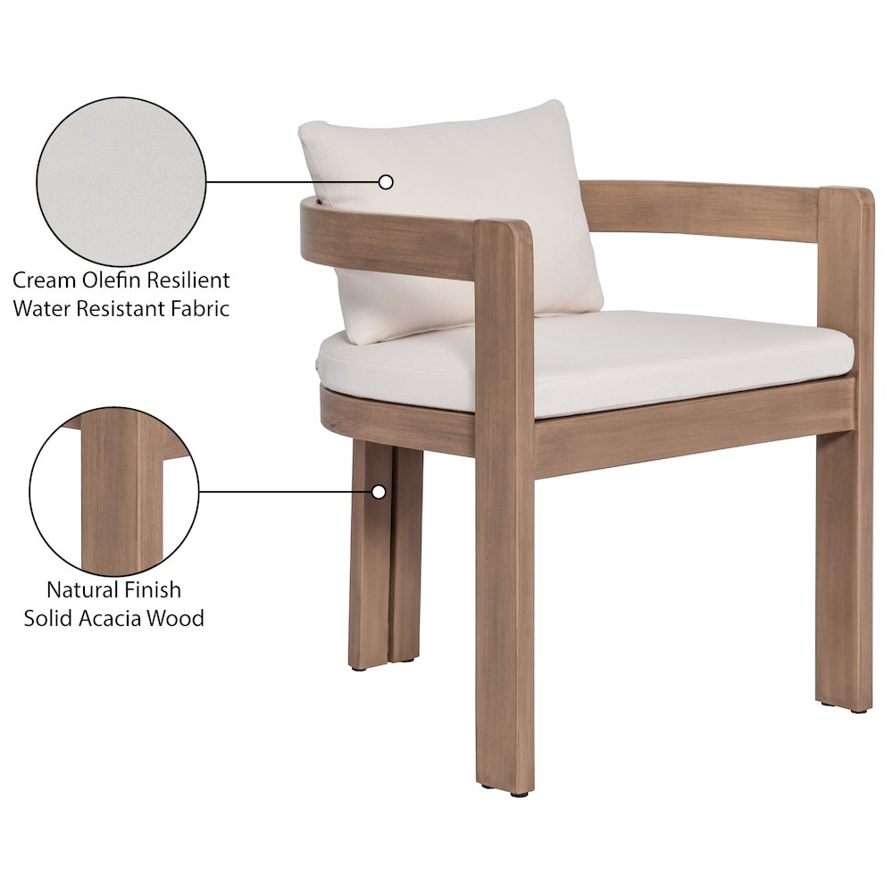 Newport Cream Water Resistant Fabric Upholstered Outdoor Patio Dining Chair. Picture 11