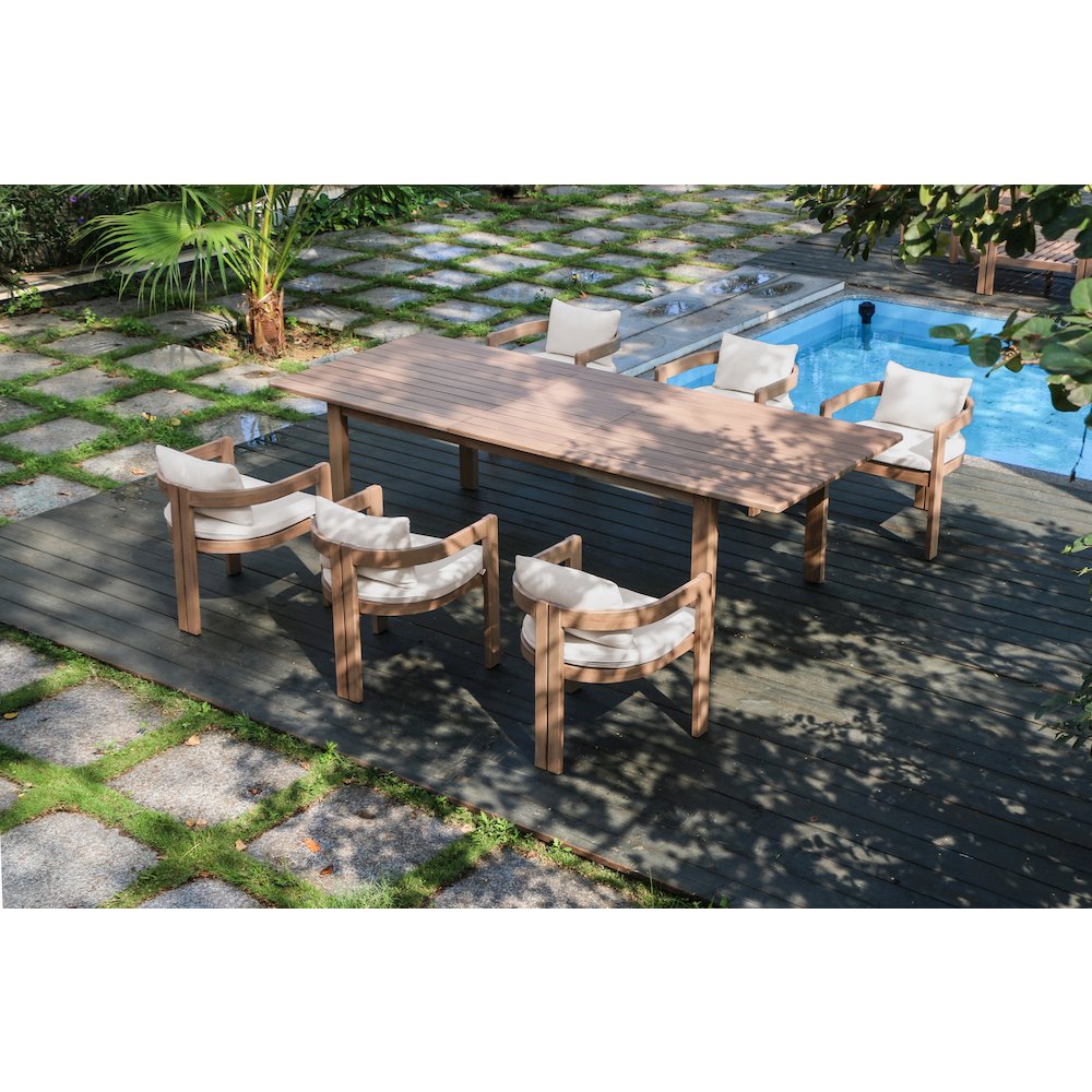 Newport Cream Water Resistant Fabric Upholstered Outdoor Patio Dining Chair. Picture 7