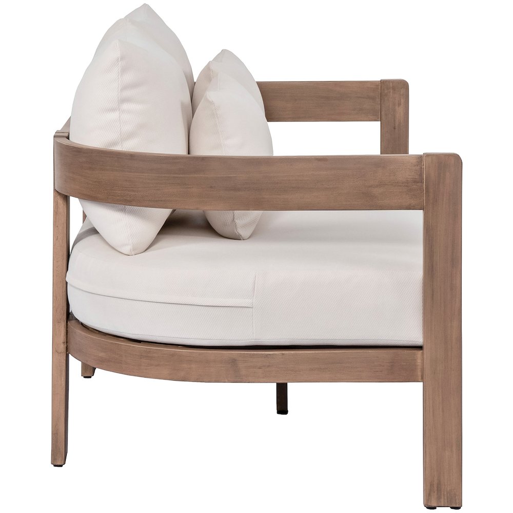 Newport 65" Cream Water Resistant Fabric Upholstered Outdoor Patio Loveseat. Picture 8
