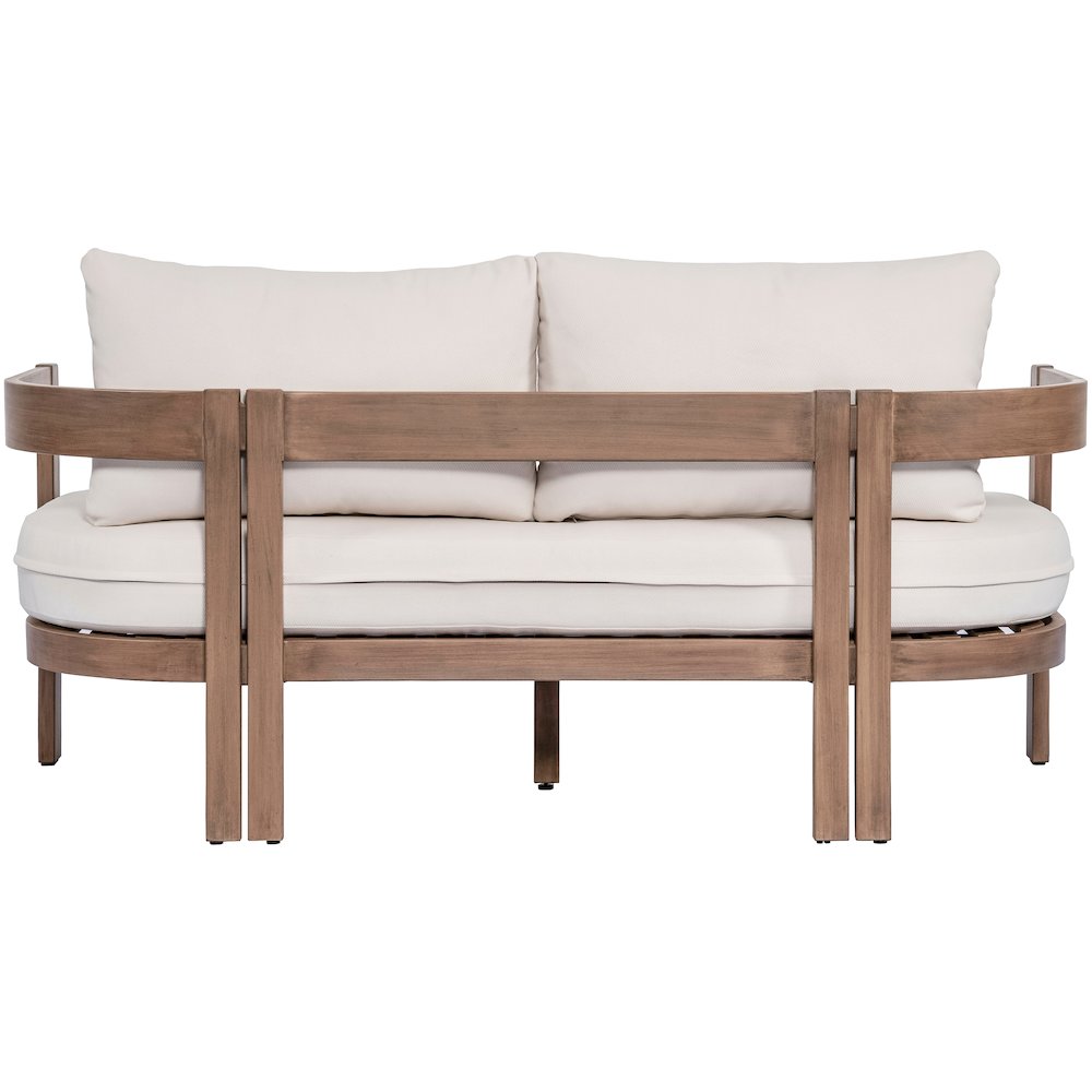 Newport 65" Cream Water Resistant Fabric Upholstered Outdoor Patio Loveseat. Picture 3