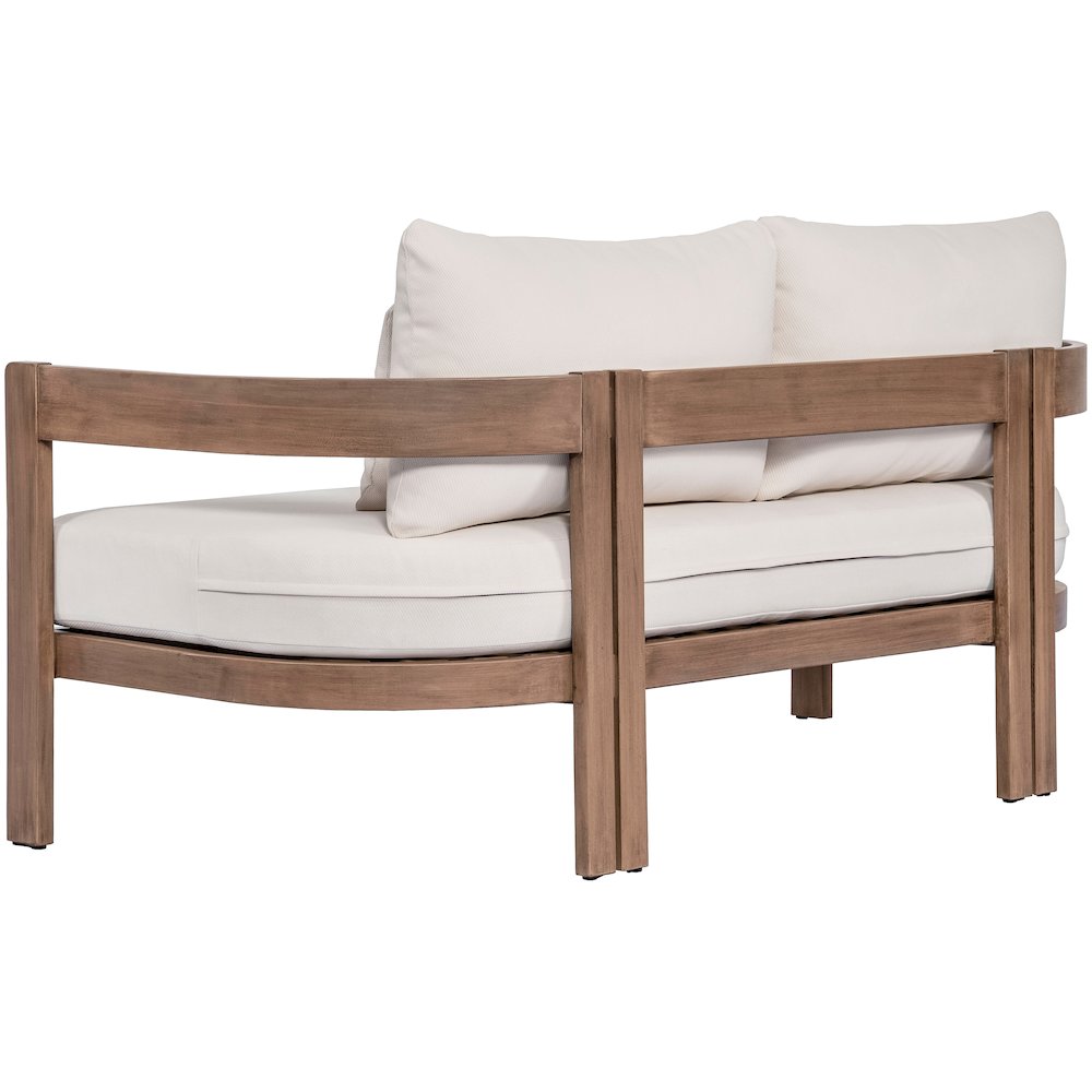 Newport 65" Cream Water Resistant Fabric Upholstered Outdoor Patio Loveseat. Picture 4