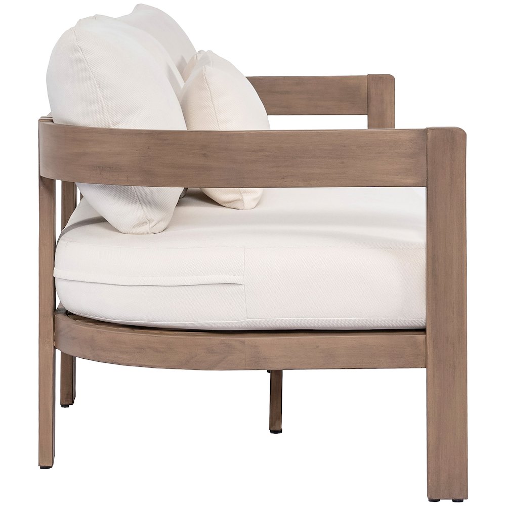 Newport 86.75" Cream Water Resistant Fabric Upholstered Outdoor Patio Sofa. Picture 8