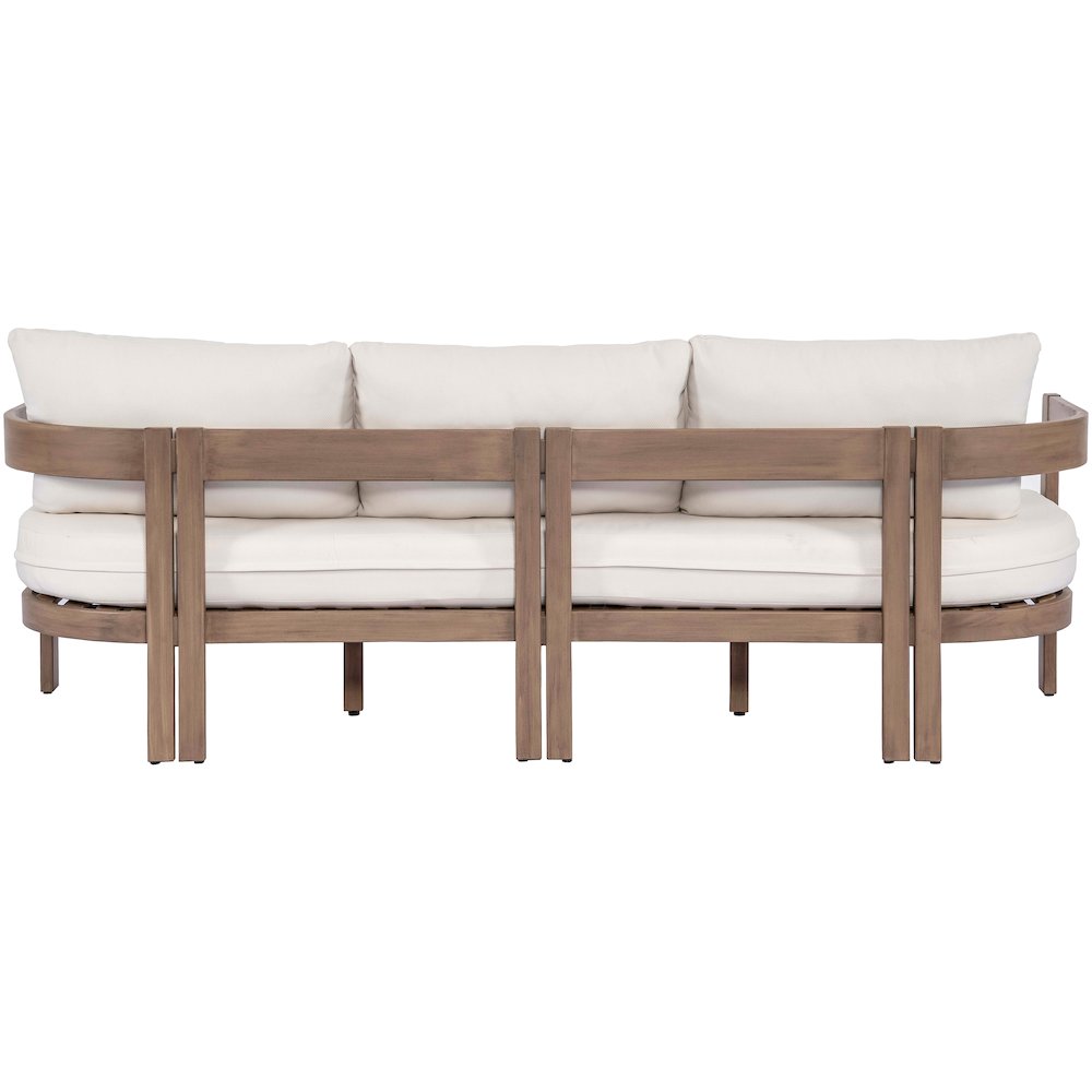 Newport 86.75" Cream Water Resistant Fabric Upholstered Outdoor Patio Sofa. Picture 3