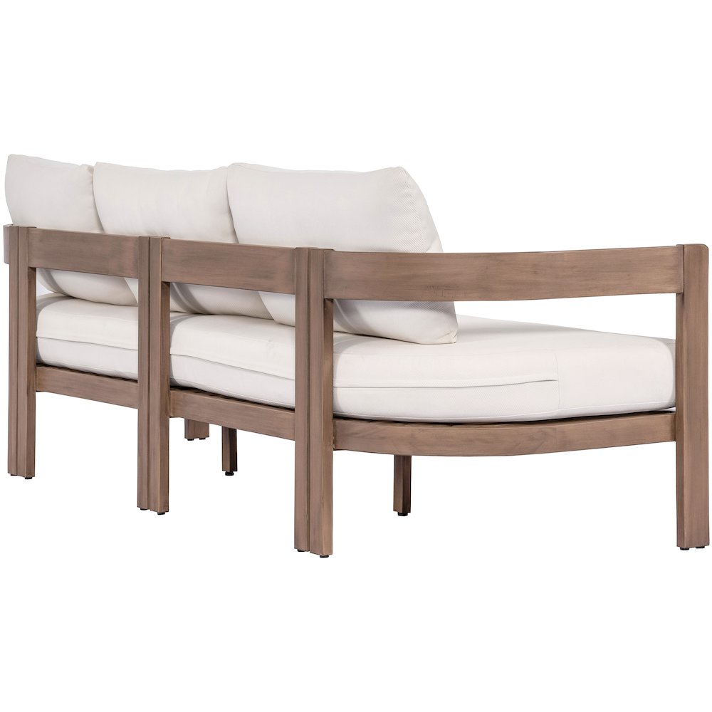 Newport 86.75" Cream Water Resistant Fabric Upholstered Outdoor Patio Sofa. Picture 4